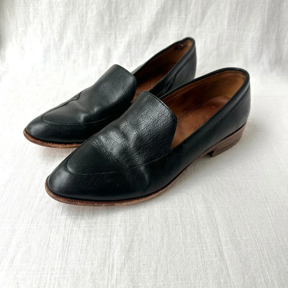 Madewell Frances Loafer True Black Leather Pointed Toe Flat H2419 Womens 7.5